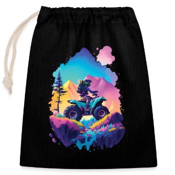 Motocross Quad Quad Rider Race Outdoor Dirt Bike - Sac cadeau en coton avec cordon (25 x 30 cm) - noir - Devant
