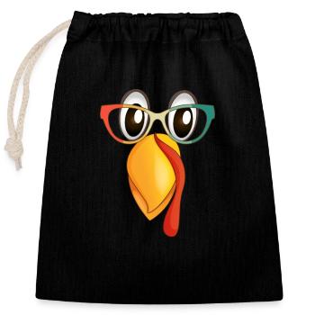 Le visage de dinde le plus mignon drôle le jour de Thanksgiving - Sac cadeau en coton avec cordon (25 x 30 cm) - noir - Devant
