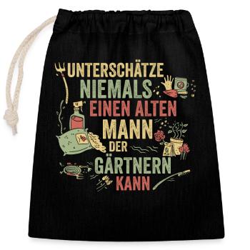 Hobbygärtner Garten Gärtner Gartenarbeit - Verschließbarer Geschenkbeutel aus Baumwolle (25x30cm) - Schwarz - Vorne