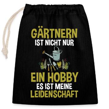 Hobbygärtner Garten Gärtner Gartenarbeit - Verschließbarer Geschenkbeutel aus Baumwolle (25x30cm) - Schwarz - Vorne
