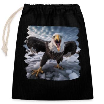 Aulne pygargue à tête blanche oiseau aigle pierre - Sac cadeau en coton avec cordon (25 x 30 cm) - noir - Devant
