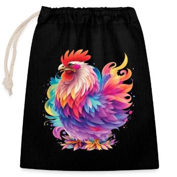 Colorful Chicken Chicken Lover Chickens Design - Closable cotton gift bag (25x30cm) - black - Front