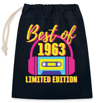60th Birthday Best of 1963 Cassette Tape Retro 80s - Closable cotton gift bag (25x30cm) - navy - Front