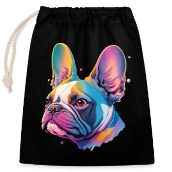Bouledogue Français Fidèles Chiens Ami Chien - Sac cadeau en coton avec cordon (25 x 30 cm) - noir - Devant