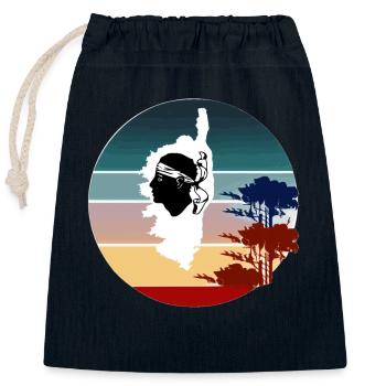 Corsica Insel mit Bäumen Landkarte Korsika Pirat - Verschließbarer Geschenkbeutel aus Baumwolle (25x30cm) - Navy - Vorne