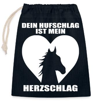 Pferde Herzschlag Reiten Hufe Hufeisen Herz Pony - Verschließbarer Geschenkbeutel aus Baumwolle (25x30cm) - Navy - Vorne