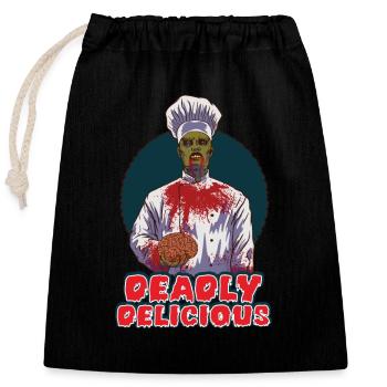 Drôle Zombie Cook Cuisine Horreur Cook Undead - Sac cadeau en coton avec cordon (25 x 30 cm) - noir - Devant