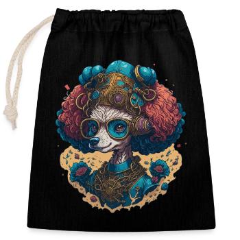 Steampunk Poodle - Retro Mechanic Dog Pet - Closable cotton gift bag (25x30cm) - black - Front