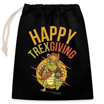 Joyeux Trexgiving Thanksgiving T Rex Dinosaure - Sac cadeau en coton avec cordon (25 x 30 cm) - noir - Devant