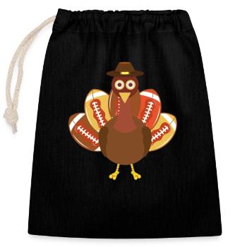 Happy Turkey Day Funny Baby Soccer Balls Sports - Sac cadeau en coton avec cordon (25 x 30 cm) - noir - Devant