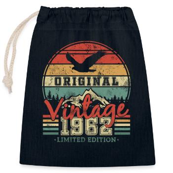 Original 1962 Vintage Anniversaire Rétro - Sac cadeau en coton avec cordon (25 x 30 cm) - bleu marine - Devant