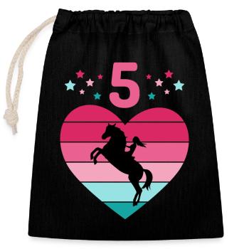 Reiterin Pferd Reitsport 5. Geburtstag Pony Reiten - Verschließbarer Geschenkbeutel aus Baumwolle (25x30cm) - Schwarz - Vorne