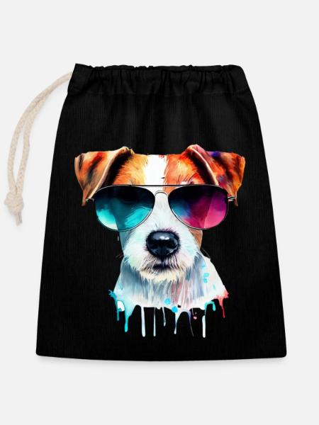 Jack Russell Terrier - Verschließbarer Geschenkbeutel aus Baumwolle (25x30cm) - Schwarz