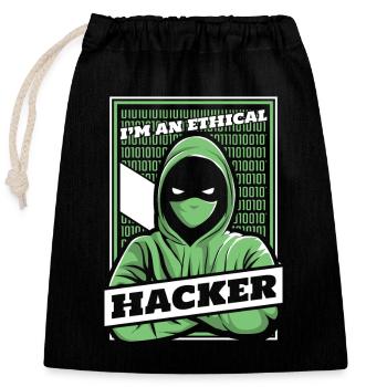 I'm An Ethical Hacker Social Engineering Phishing - Verschließbarer Geschenkbeutel aus Baumwolle (25x30cm) - Schwarz - Vorne