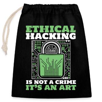 Ethical Hacking Not A Crime Sniffer Phishing - Verschließbarer Geschenkbeutel aus Baumwolle (25x30cm) - Schwarz - Vorne