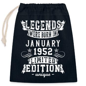 Anniversaire Janvier 1952 année Edition Limitée - Sac cadeau en coton avec cordon (25 x 30 cm) - bleu marine - Devant