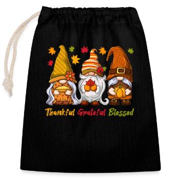 Dankbar Dankbar Gesegnet Lustig Thanksgiving - Verschließbarer Geschenkbeutel aus Baumwolle (25x30cm) - Schwarz - Vorne
