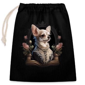 Chihuahua - Dame Anglaise Robe Chien - Sac cadeau en coton avec cordon (25 x 30 cm) - noir - Devant