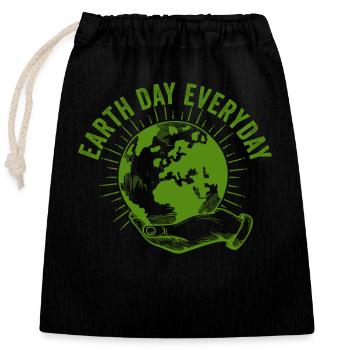 Earth Day Everyday Environmental Awareness - Closable cotton gift bag (25x30cm) - black - Front