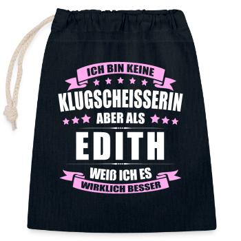 Name Edith Vorname Klugscheisserin Namenstag - Verschließbarer Geschenkbeutel aus Baumwolle (25x30cm) - Navy - Vorne