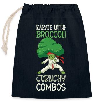Broccoli Martial Arts Karate MMA Boxing Kicks - Closable cotton gift bag (25x30cm) - navy - Front