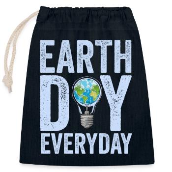 Earth Day Everyday Environmental Awareness - Closable cotton gift bag (25x30cm) - navy - Front