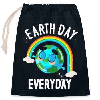 Earth Day Everyday Environmental Awareness - Closable cotton gift bag (25x30cm) - navy - Front