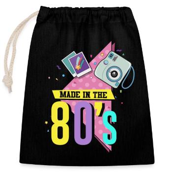 Musique des années 80 - Sac cadeau en coton avec cordon (25 x 30 cm) - noir - Devant