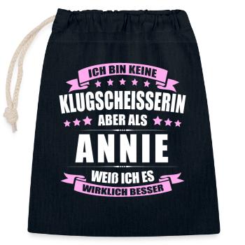 Name Annie Vorname Klugscheisserin Namenstag - Verschließbarer Geschenkbeutel aus Baumwolle (25x30cm) - Navy - Vorne