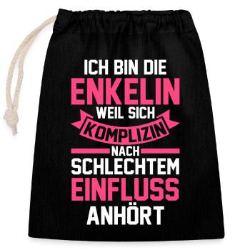 Enkelin - Verschließbarer Geschenkbeutel aus Baumwolle (25x30cm) - Schwarz - Vorne