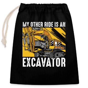 Mon autre manège est une excavatrice - Sac cadeau en coton avec cordon (25 x 30 cm) - noir - Devant