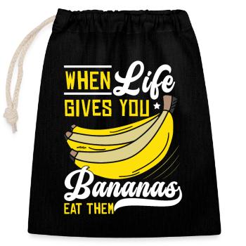 Banana Lover Saying Fruit Banana - Closable cotton gift bag (25x30cm) - black - Front