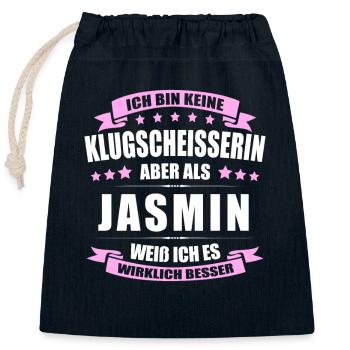 Name Jasmin Vorname Klugscheisserin Namenstag - Verschließbarer Geschenkbeutel aus Baumwolle (25x30cm) - Navy - Vorne