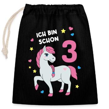 Reiterin Pferd Reitsport 3. Geburtstag Pony Reiten - Verschließbarer Geschenkbeutel aus Baumwolle (25x30cm) - Schwarz - Vorne