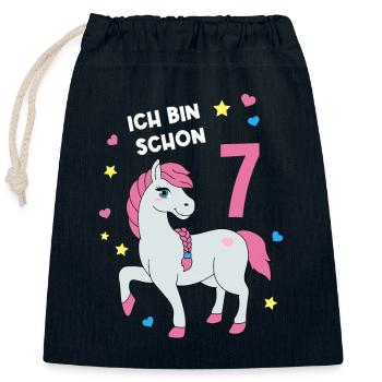Reiterin Pferd Reitsport 7. Geburtstag Pony Reiten - Verschließbarer Geschenkbeutel aus Baumwolle (25x30cm) - Navy - Vorne