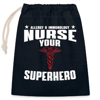 Infirmière en allergie et immunologie - Sac cadeau en coton avec cordon (25 x 30 cm) - bleu marine - Devant