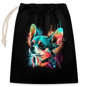 Chihuahua - Electronic Music Techno Festival - Closable cotton gift bag (25x30cm) - black - Front