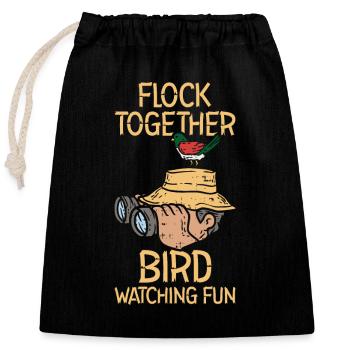 Bird Watching Birding Binoculars Avian Feathered - Closable cotton gift bag (25x30cm) - black - Front