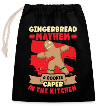 Christmas Gingerbread bakery Kitchen Crime Scene - Closable cotton gift bag (25x30cm) - black - Front