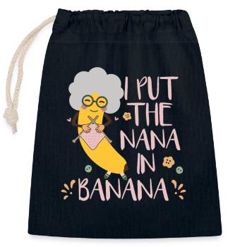 Grandma Nana Banana - Closable cotton gift bag (25x30cm) - navy - Front