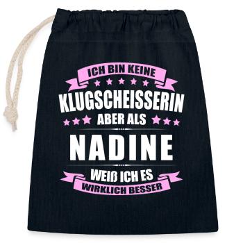 Name Nadine Vorname Klugscheisserin Namenstag - Verschließbarer Geschenkbeutel aus Baumwolle (25x30cm) - Navy - Vorne