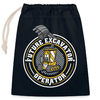 Future Excavator Operator Excavator Duty cycle Crawler Grue sur chenilles - Sac cadeau en coton avec cordon (25 x 30 cm) - bleu marine - Devant