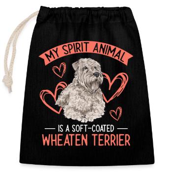 Irish Soft Coated Wheaten Terrier - Closable cotton gift bag (25x30cm) - black - Front