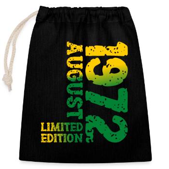 1972 August Limited Edition 51. Geburtstag Outfit - Verschließbarer Geschenkbeutel aus Baumwolle (25x30cm) - Schwarz - Vorne
