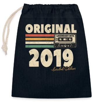 Vintage Birthday Gift 4/5 Years - Closable cotton gift bag (25x30cm) - navy - Front