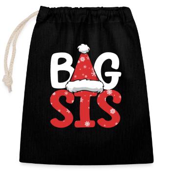 Big Sis Santa Sister Christmas Family Match - Sac cadeau en coton avec cordon (25 x 30 cm) - noir - Devant