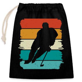 Eishockey Hockey sur glace - Sac cadeau en coton avec cordon (25 x 30 cm) - noir - Devant