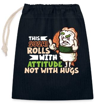 Funny Unhappy Sushi Japanese food Miso-Unhappy - Verschließbarer Geschenkbeutel aus Baumwolle (25x30cm) - Navy - Vorne