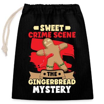 Christmas Gingerbread bakery Kitchen Crime Scene - Closable cotton gift bag (25x30cm) - black - Front