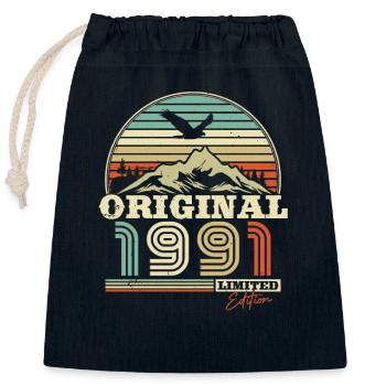 Retro '91 Anniversaire Délice - Sac cadeau en coton avec cordon (25 x 30 cm) - bleu marine - Devant